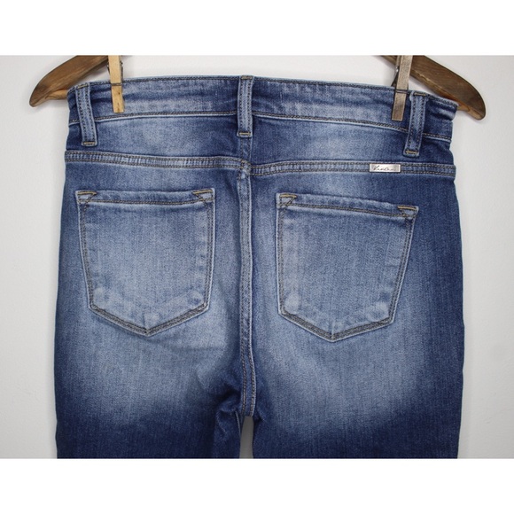 KanCan Cropped Frayed Fringe Asymmetrical Hem Jeans 28 6 Preowned - Picture 6 of 7